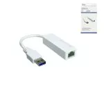 USB Adapter to Gbit LAN for MAC and PC, USB 3.0 (2.0) A male to RJ45 female, white, DINIC Box